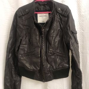 Girls brown aviator bomber jacket